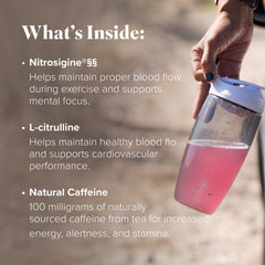 Amped Nitro ingredient-panel label shows key ingredients for potential performance support.