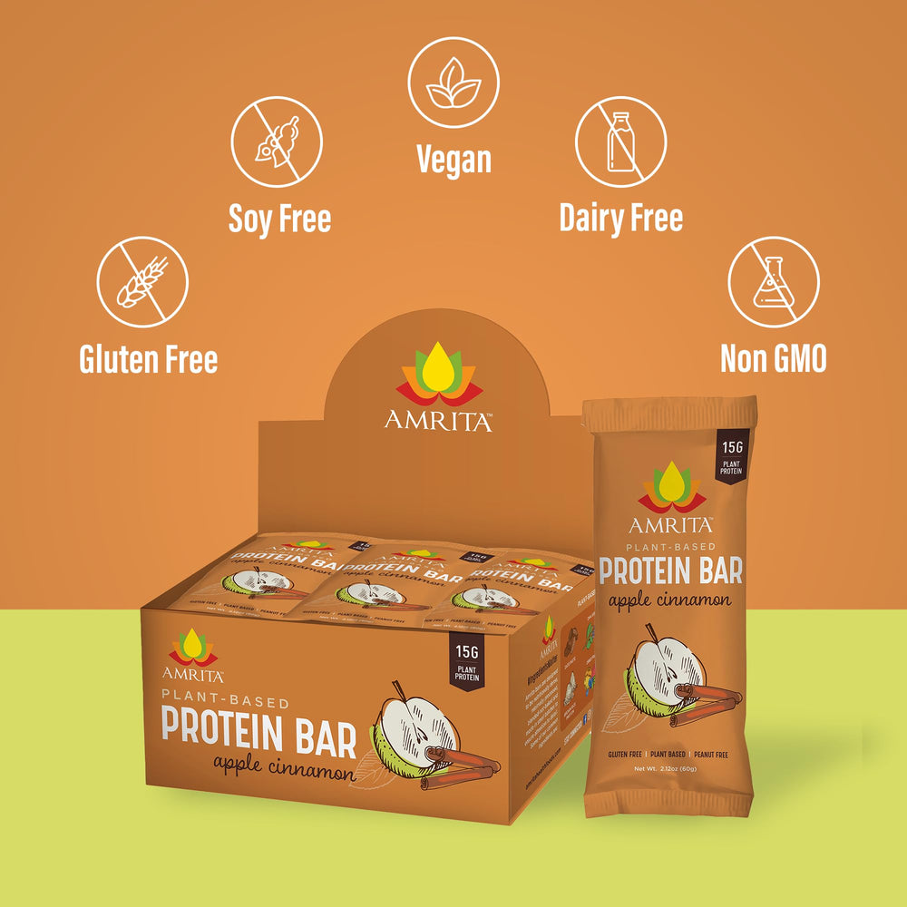 Amrita Nut Free Apple Cinnamon bar packaging bundle shows three boxes for convenient snacking.
