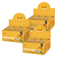 Amrita Nut Free Mango Coconut bar packaging showcases allergen-free snack option for busy days