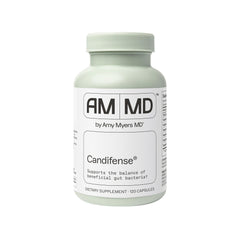 Amy Myers MD Candifense bottle front showing plant-based digestive enzymes for gut balance