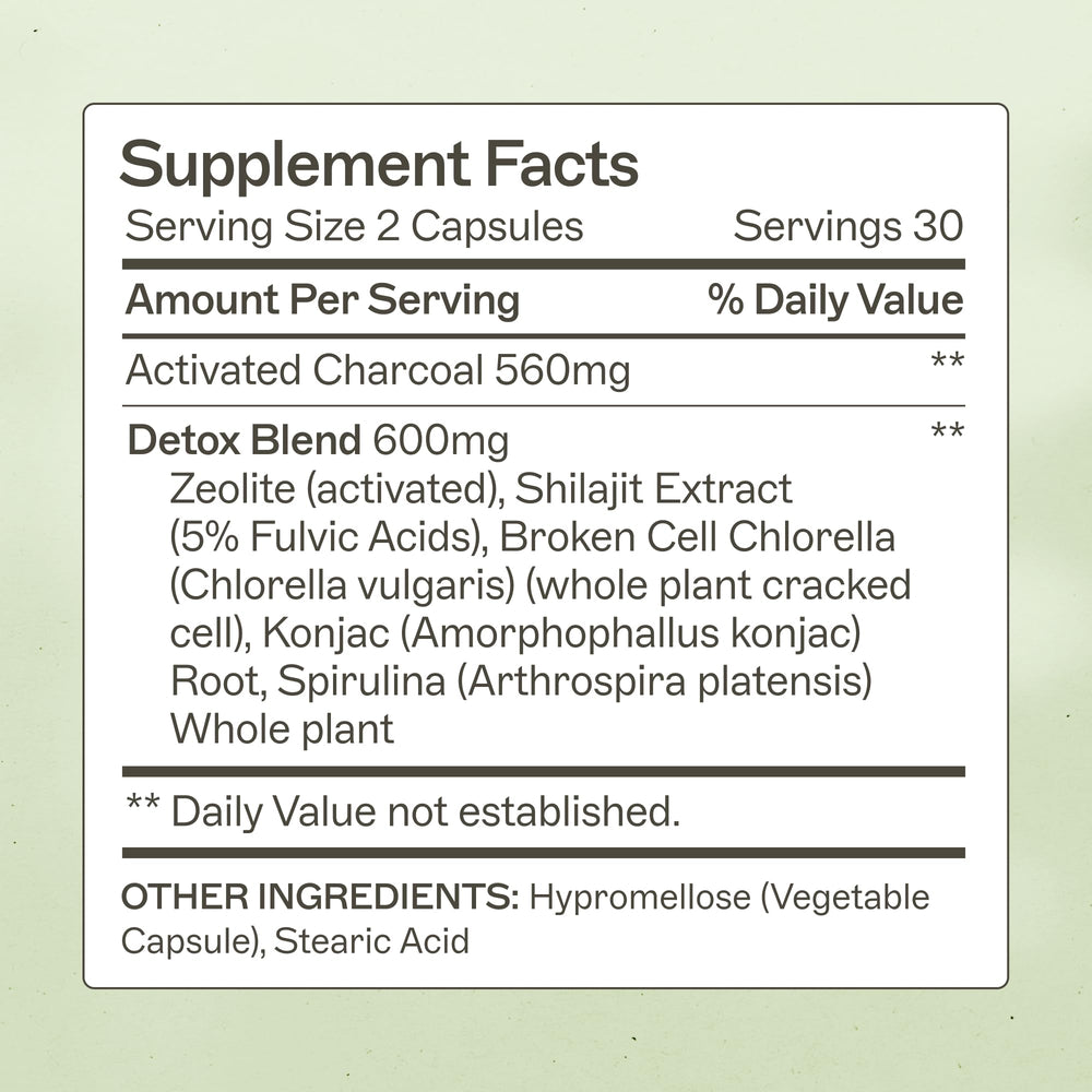 Amy Myers MD Charcoal Binder capsules close-up highlighting toxin-binding charcoal.
