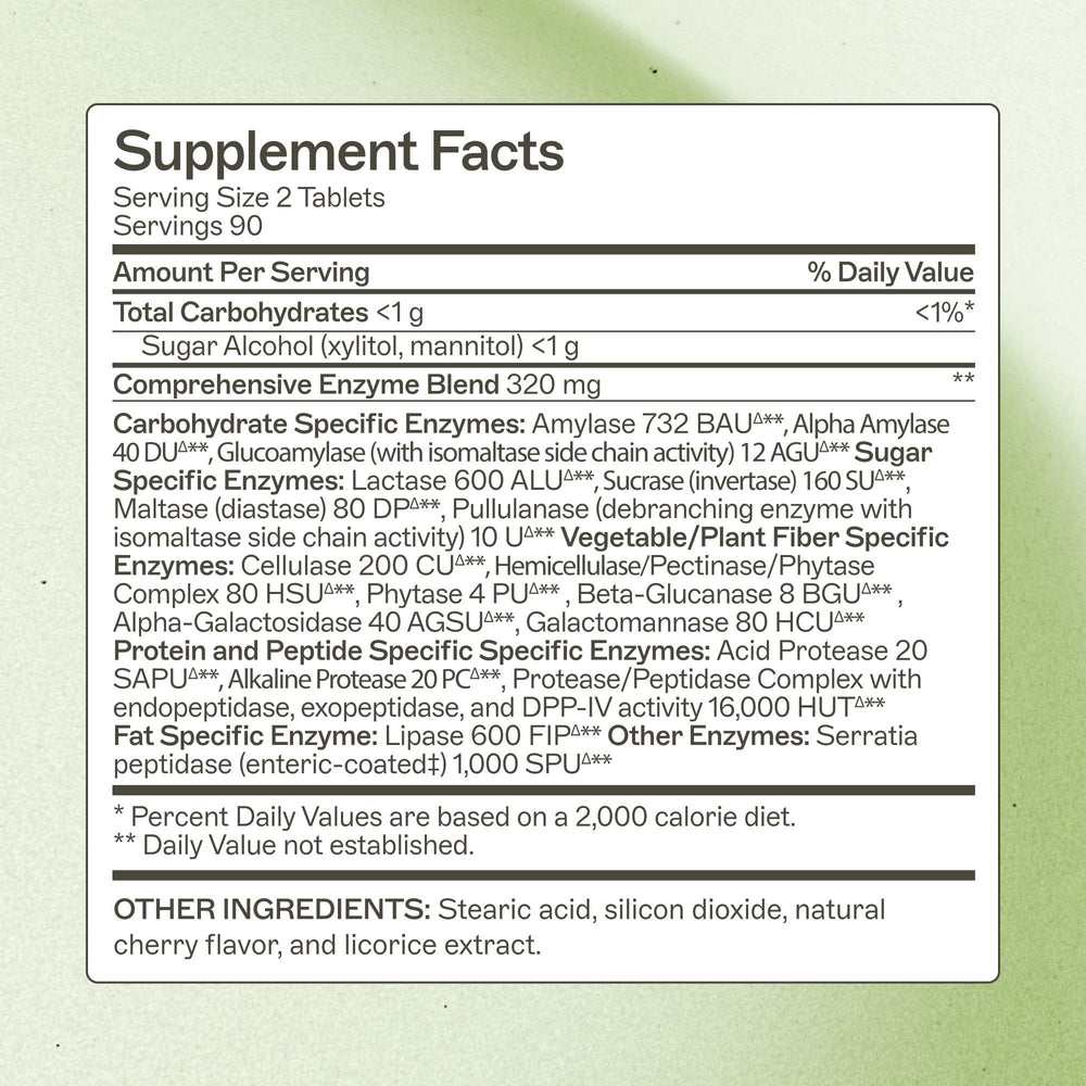 Amy Myers MD Digestive Enzymes chewables on table for daily digestion support.