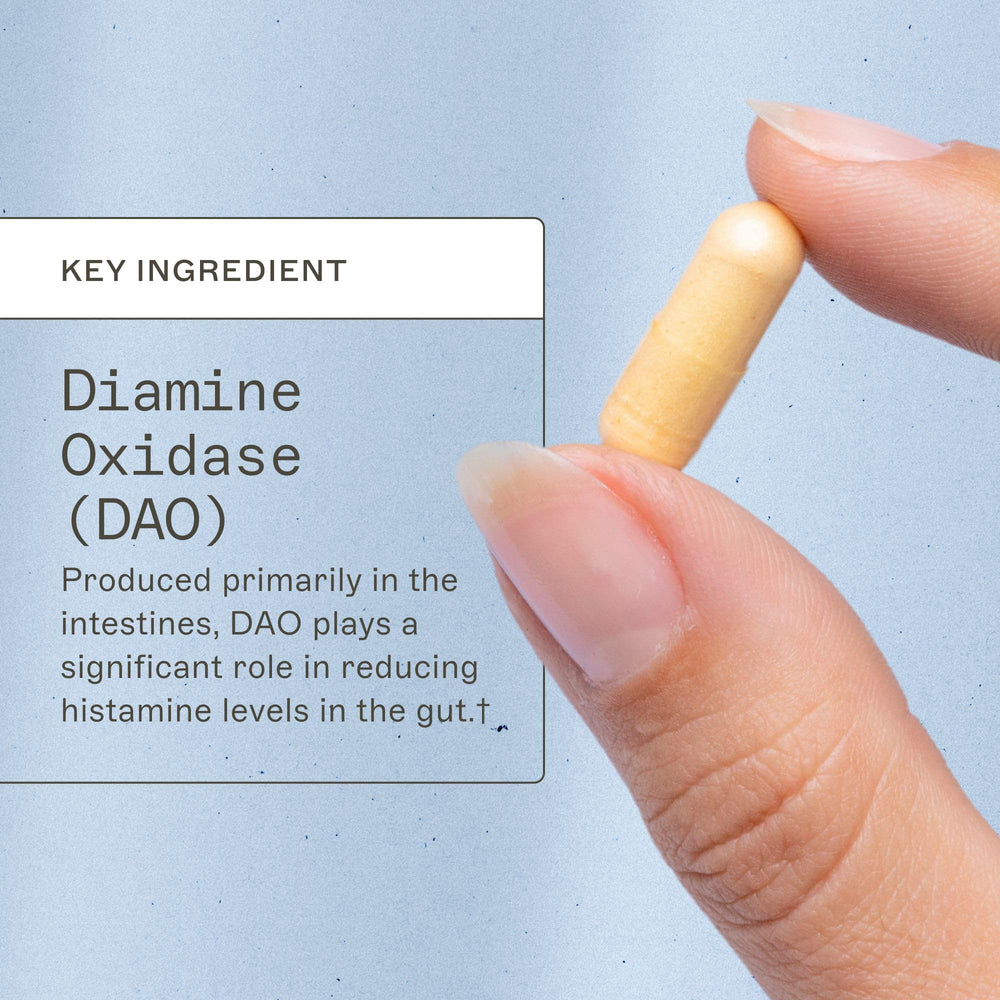 Amy Myers MD Histazyme DAO label highlights non-GMO formula.