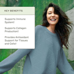 Amy Myers MD Liposomal Vitamin C serving instructions highlight 15 ml daily on empty stomach