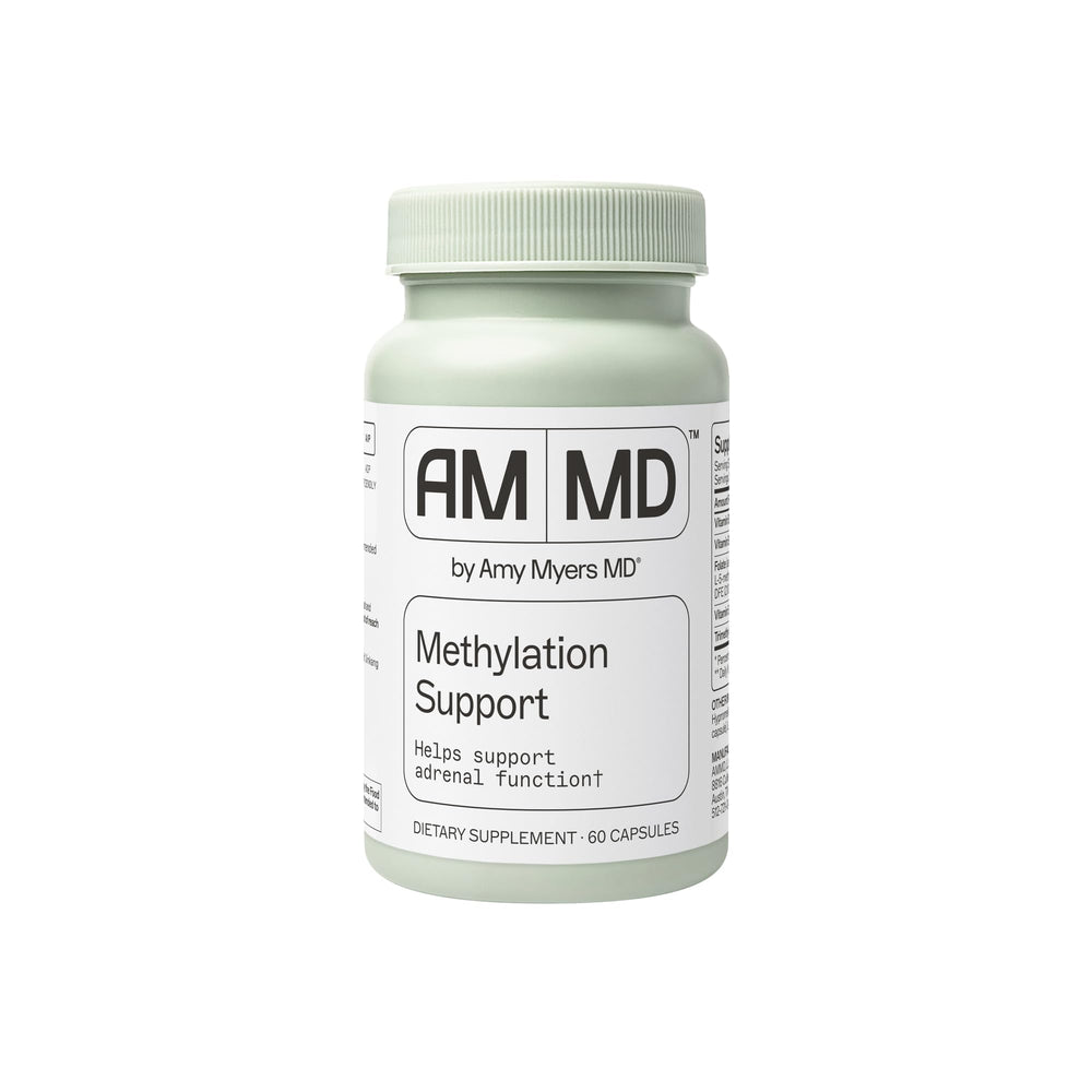 Amy Myers MD Methylation Support bottle front promotes potential methylation balance.