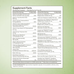 Close-up of capsules highlights iron-free and dairy-free formulation.