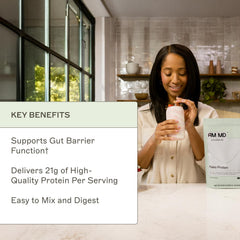 Hydrolyzed collagen focus for smoother absorption in Amy Myers MD shake.
