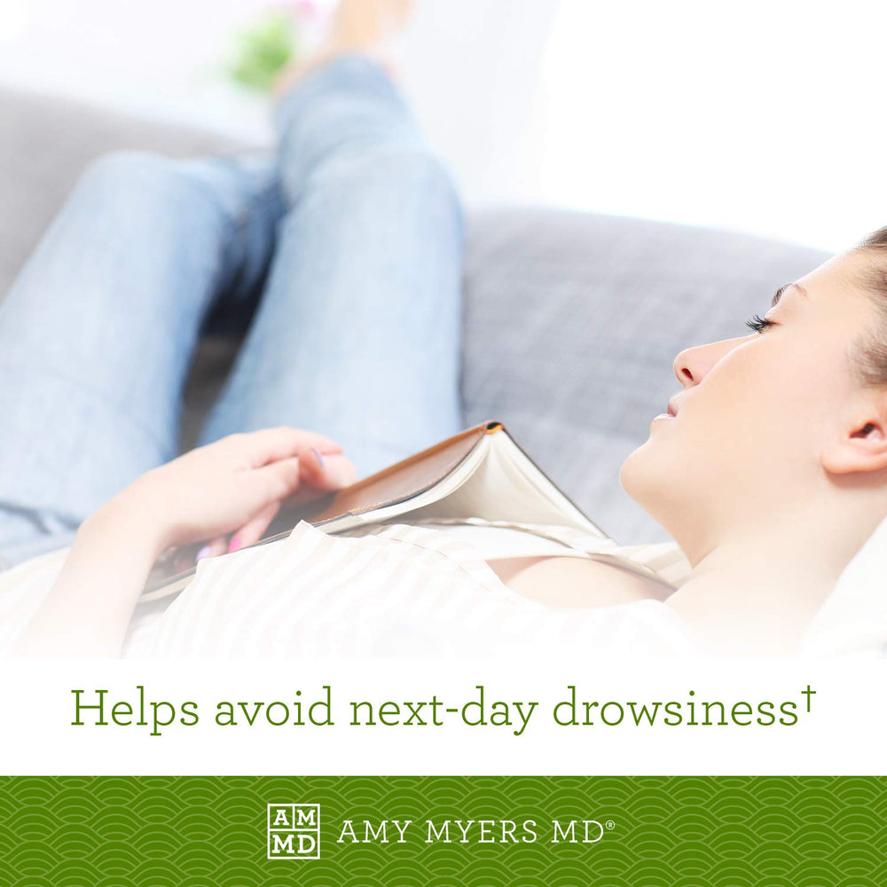 Amy Myers MD Rest and Restore beside comforting evening setup for winding down.