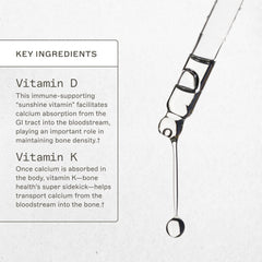 Close-up of vitamin D3 and K2 liquid ingredients and bioavailable blend.