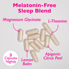 Amy Suzanne Magnesium Sleep capsules pack, a convenient nightly ritual for relaxation.