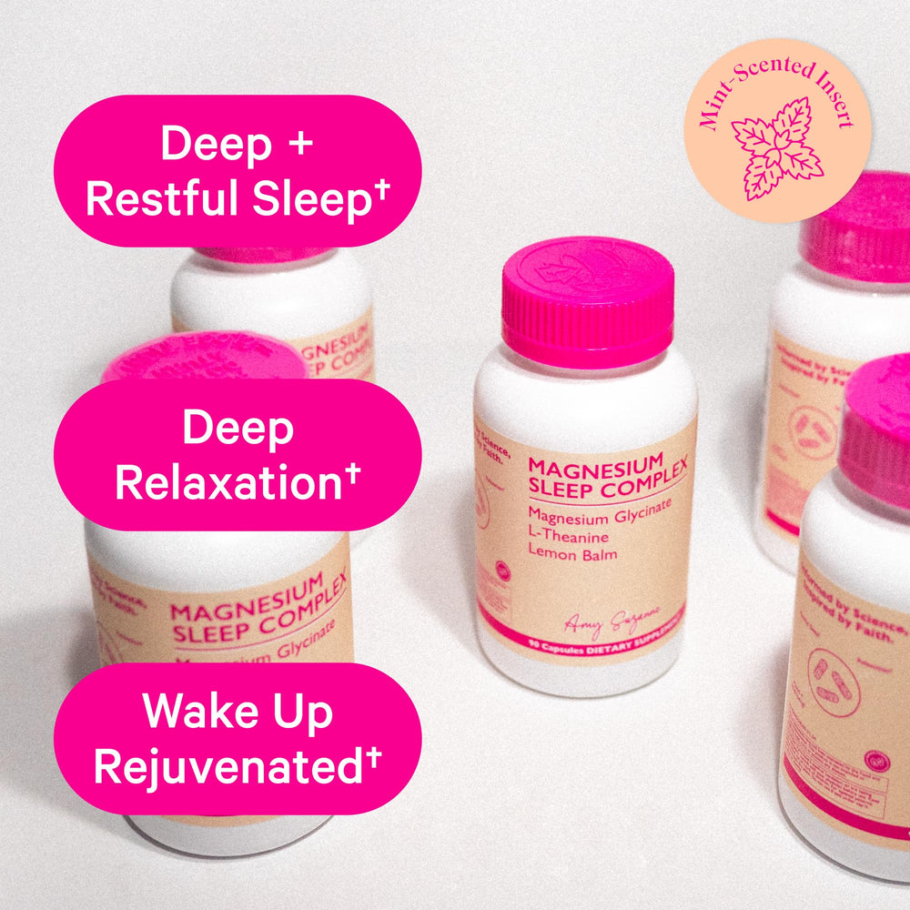 Amy Suzanne Magnesium Sleep night table scene, your bedtime routine for a smoother wind-down.