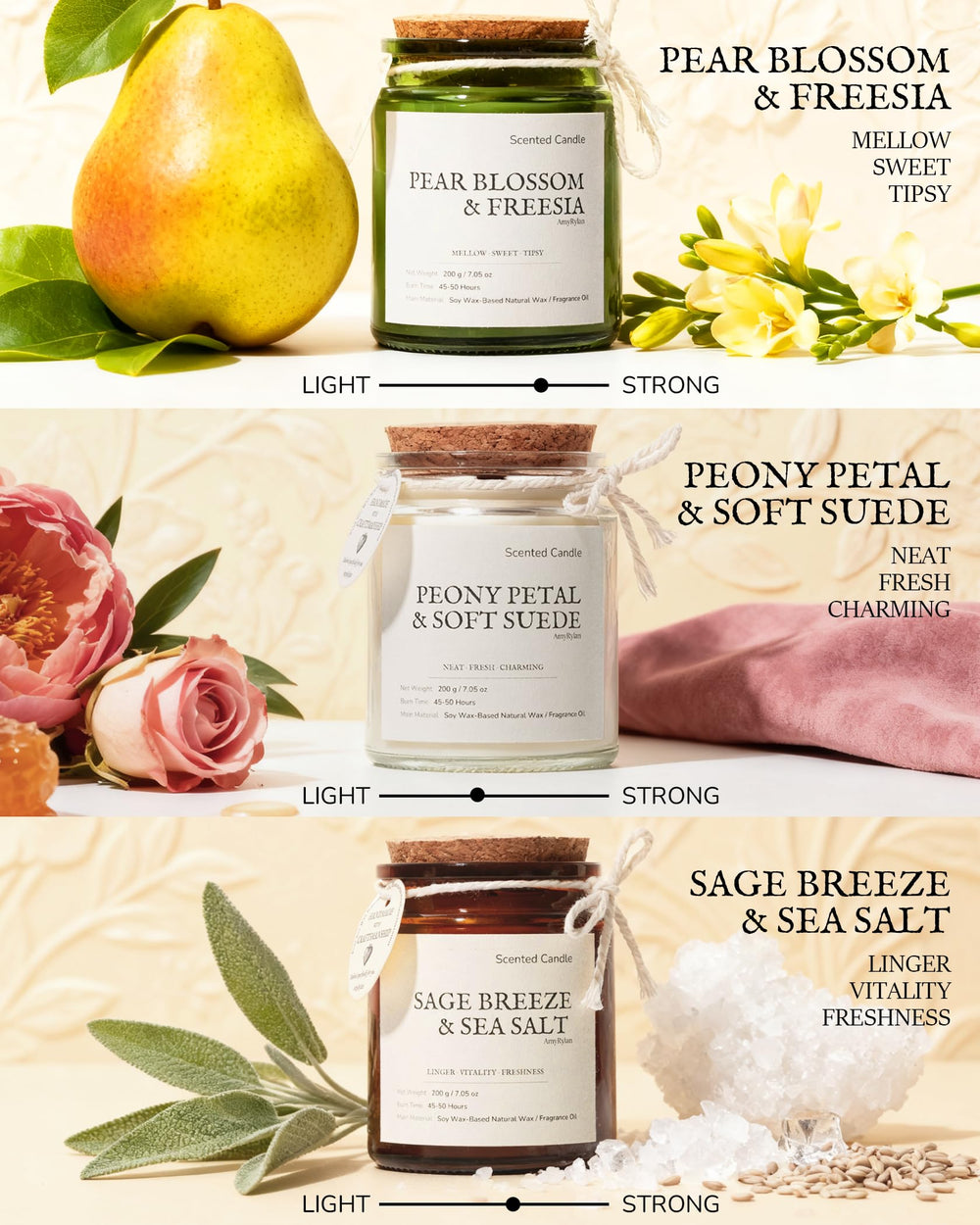 AMYRYLAN three-pack set sage breeze sea salt clean burn