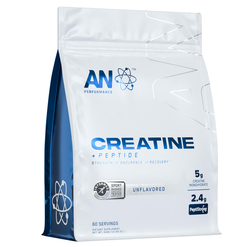 AN Performance Creatine Monohydrate Peptide bottle supports intense workouts