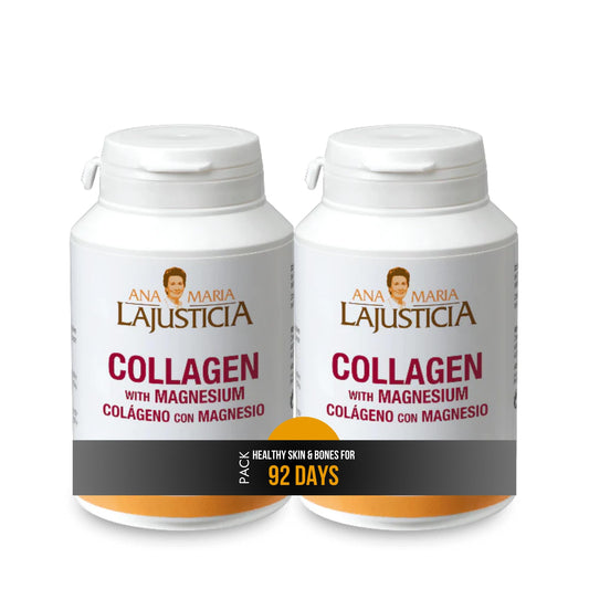 Ana Maria Lajusticia collagen magnesium bottle front showing premium European packaging