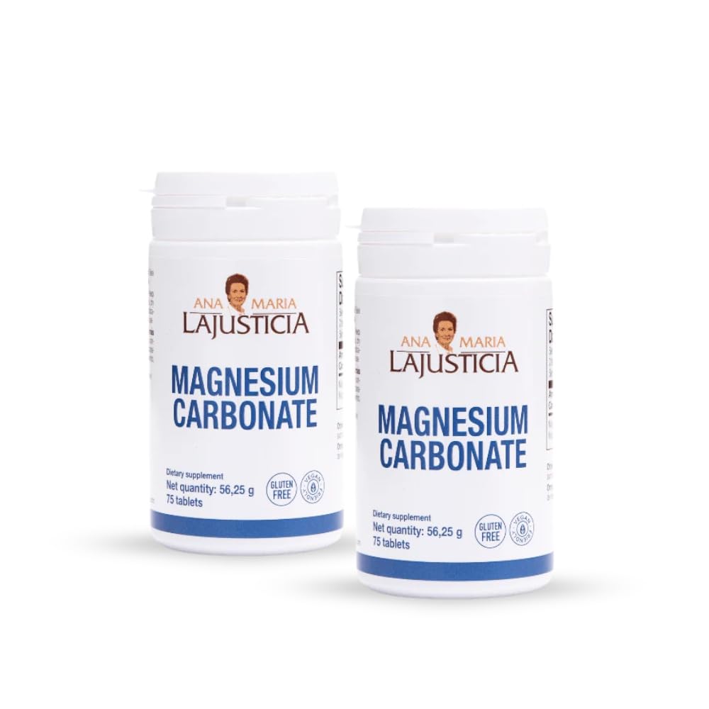 Ana Maria Lajusticia Magnesium Carbonate bottles front view in a two-pack.