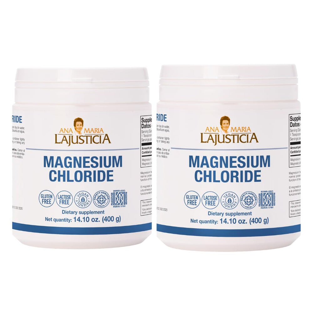 Ana María Lajusticia magnesium chloride 400g bottle for daily energy support.
