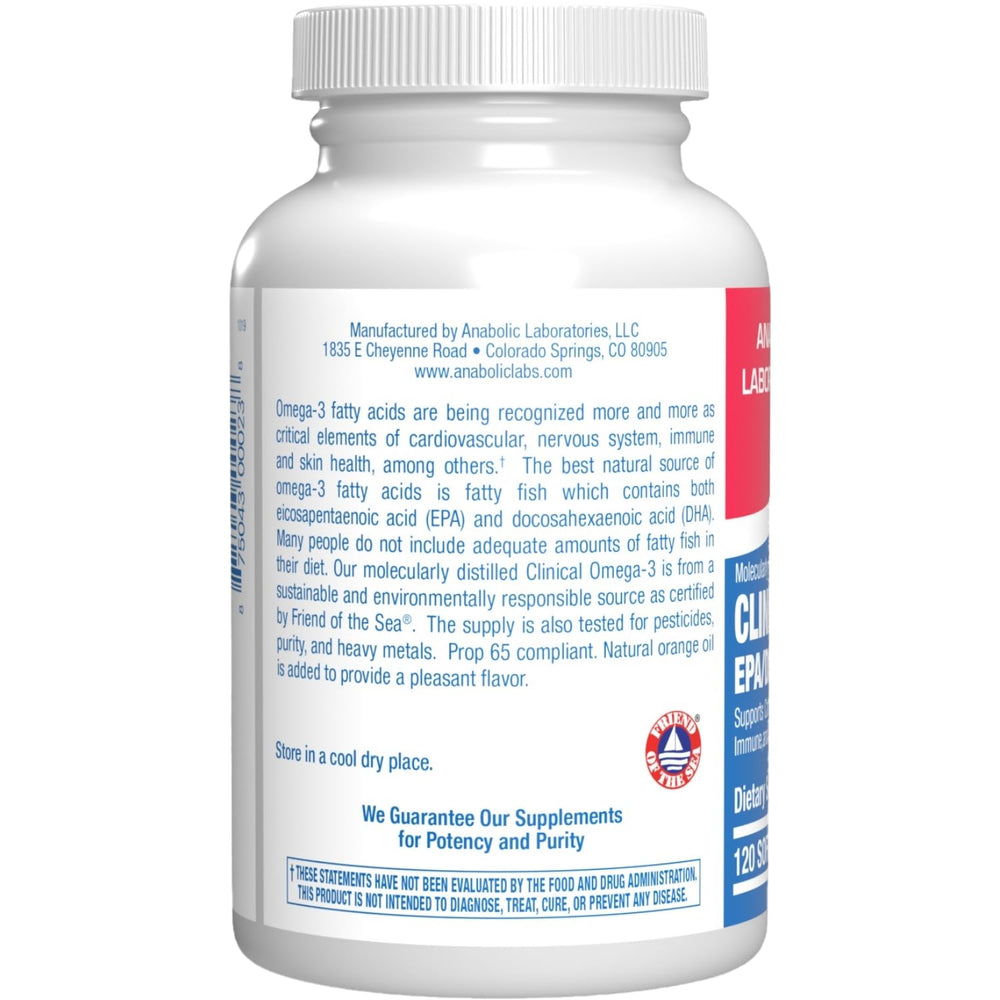Anabolic Laboratories Omega-3 orange softgels pour demonstrates convenient daily intake.