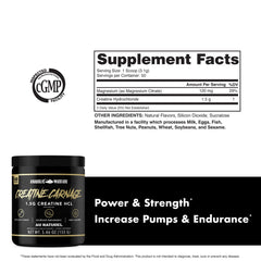Anabolic Warfare Creatine Carnage serving size panel helps plan workouts.
