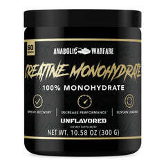 Anabolic Warfare Creatine Monohydrate bottle supports intense training and muscular endurance.