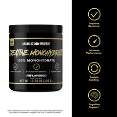 Anabolic Warfare Creatine Monohydrate powder ready to mix into shakes for post-workout refuel.