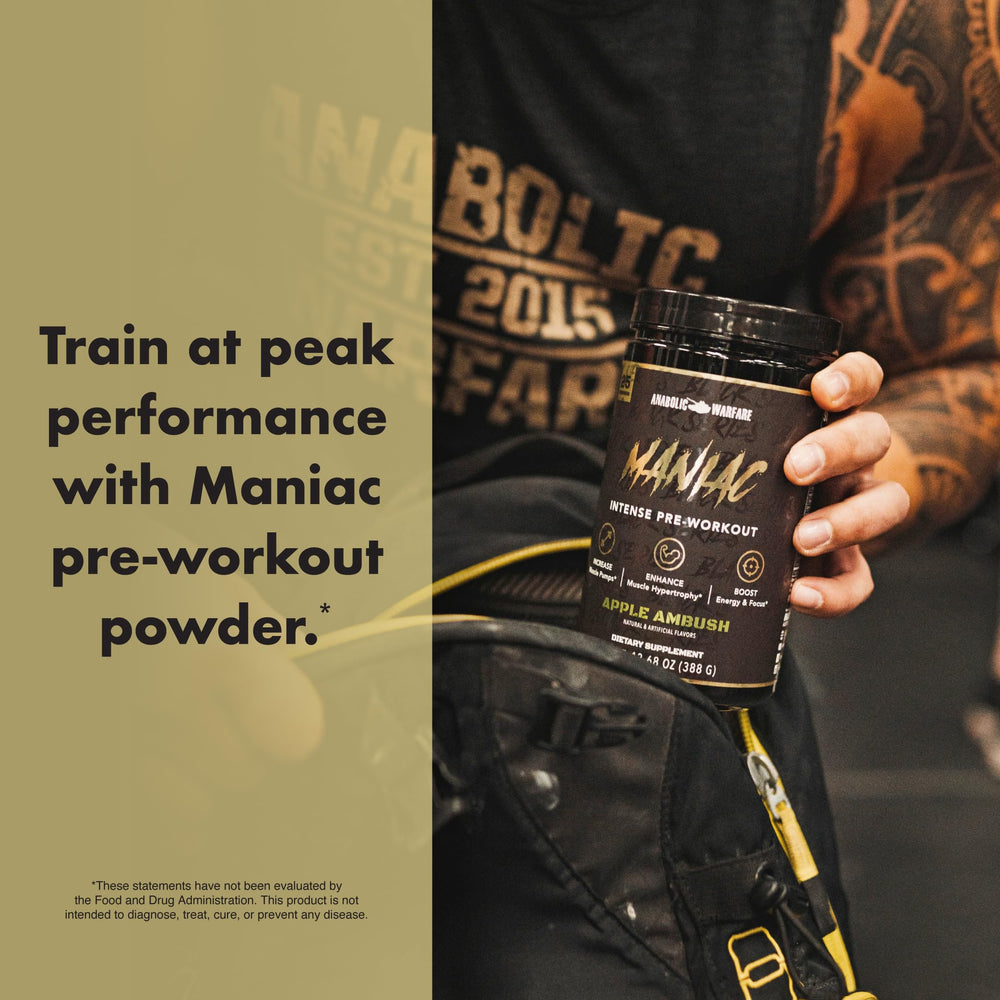 Anabolic Warfare Maniac Lion's Mane illustration signals cognitive focus.