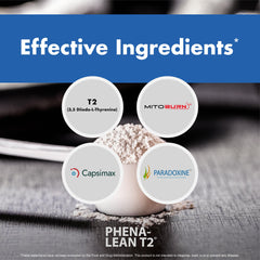 Phena-Lean T2 bottle with water demonstrates easy daily supplementation routine