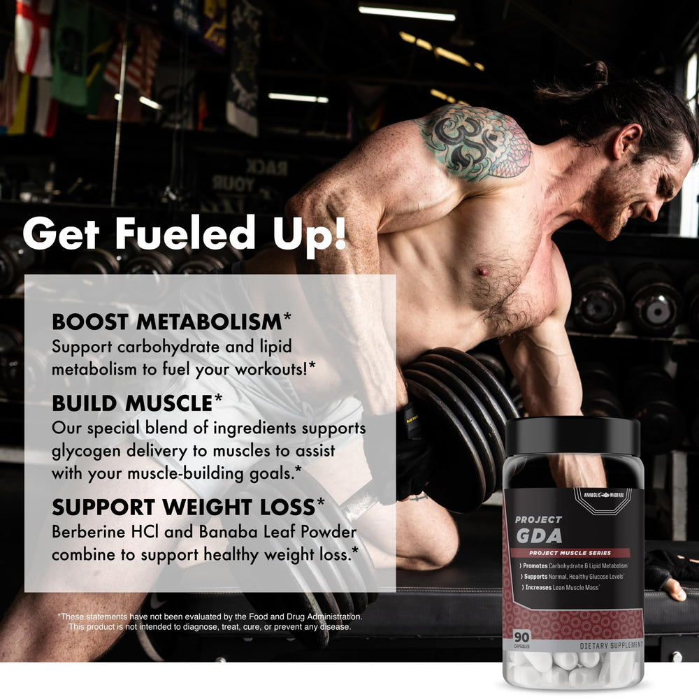 Anabolic Warfare Project GDA berberine HCl close-up signals metabolic support.