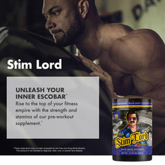 Anabolic Warfare Stim Lord label detail shows nutrition facts and caffeine information