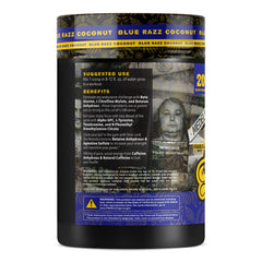 Anabolic Warfare Stim Lord scoop beside tub for quick serving and dosing
