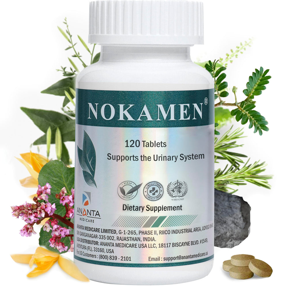 Ananta Nokamen bottle front view highlighting herbal kidney support for urinary wellness.