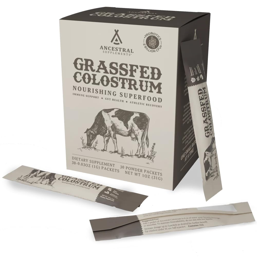 Ancestral Supplements colostrum packet on the go for convenient immune support