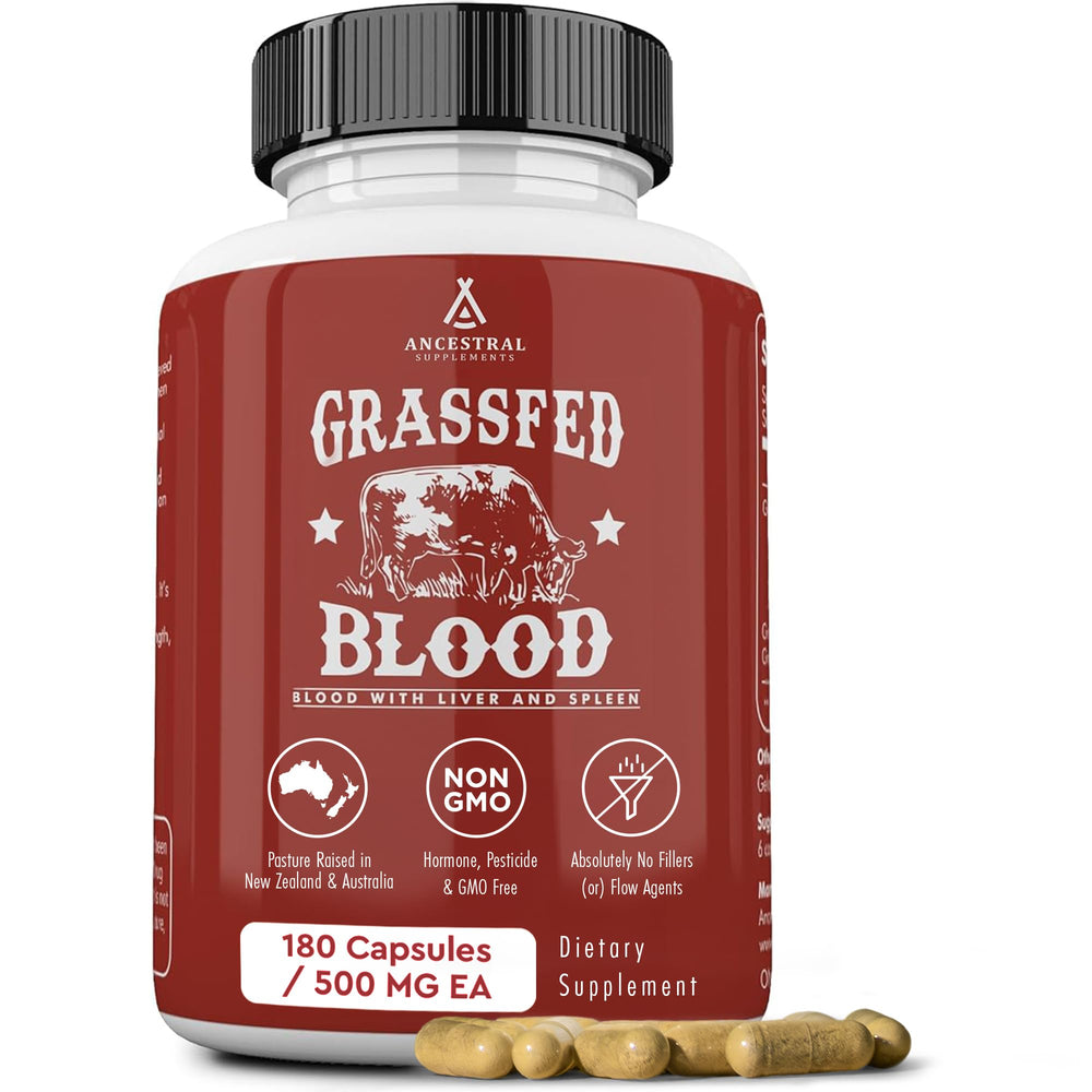 Ancestral Supplements Blood Is Blood bottle—grass-fed organ support for immune and heart health