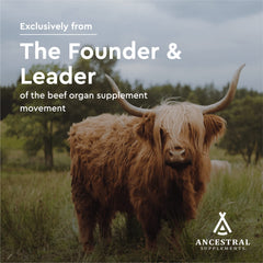 Ancestral Supplements New Zealand and Australia sourcing badge signals purity.
