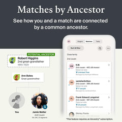 AncestryDNA privacy controls panel with secure sharing options