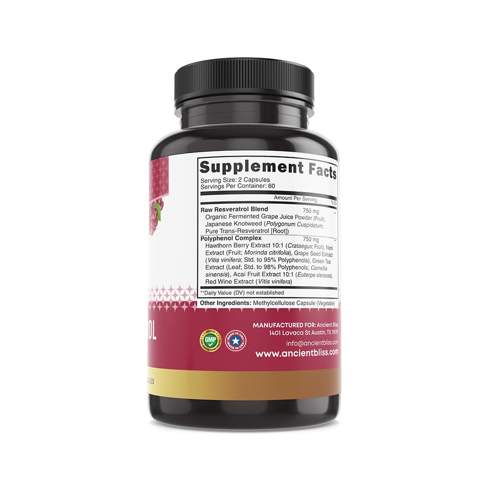 Ancient Bliss Resveratrol red wine extract rich in polyphenols.