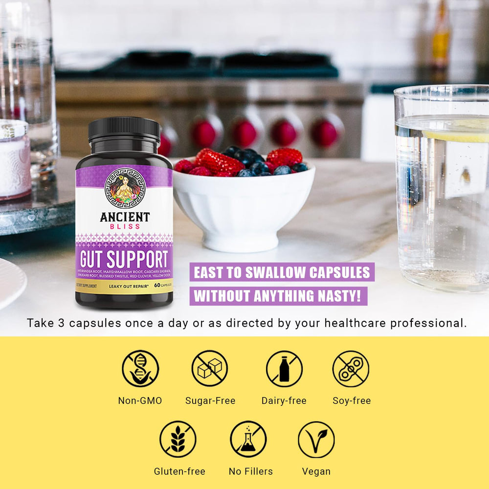 Ancient Bliss vegan non-GMO ingredients label showcases pure formulation.