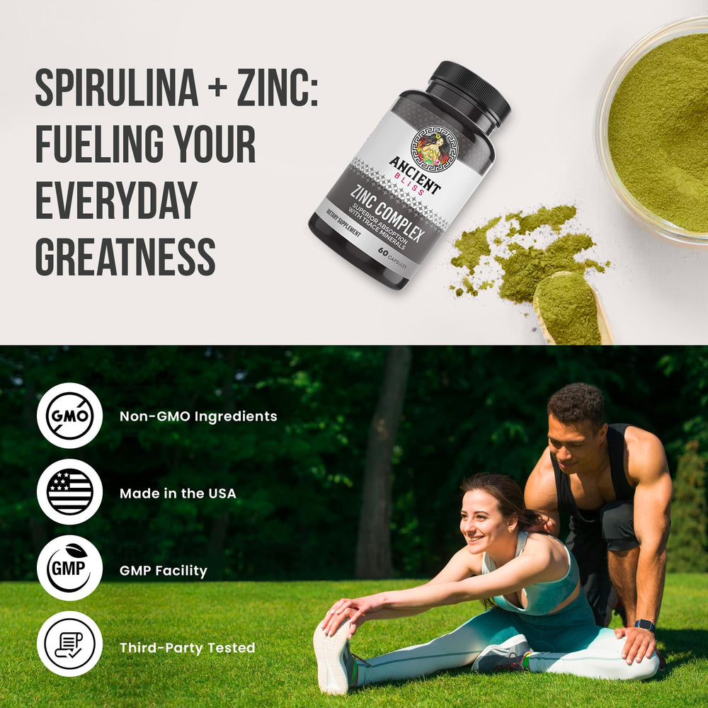 Ancient Bliss Zinc Complex packaging on a shelf, signaling trusted immune support.