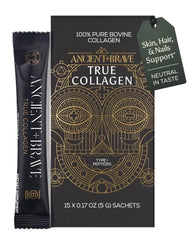 Ancient Brave True Collagen packets front view for easy daily skin support.