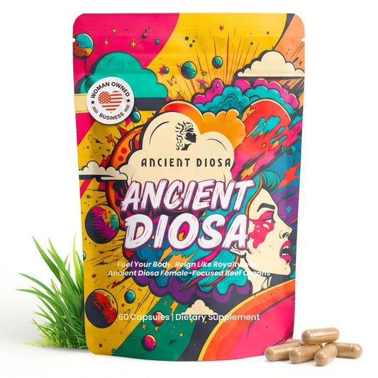 ANCIENT DIOSA grass-fed beef liver capsules bottle for daily organ support.
