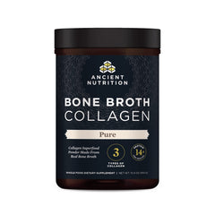 Ancient Nutrition Bone Broth Collagen bottle close-up showing convenient protein source.