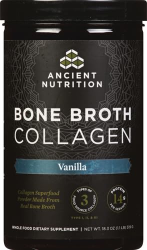 Ancient Nutrition bone broth collagen vanilla shake glass for a creamy protein boost