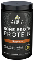 Chocolate shake made with Ancient Nutrition bone broth protein powder for a satisfying boost