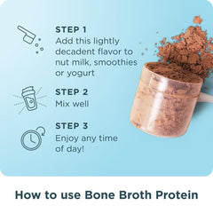 Taste test showing Ancient Nutrition bone broth protein powder chocolate flavor