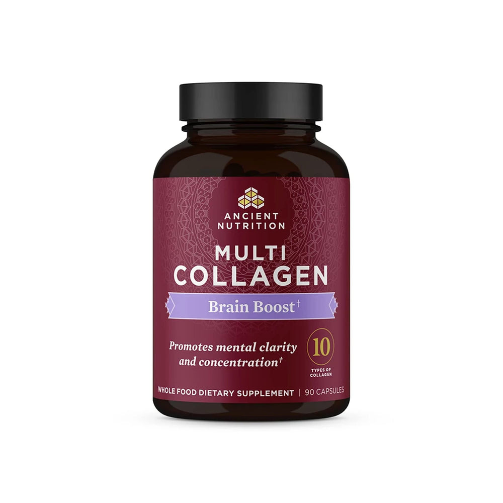 Ancient Nutrition Brain Boost bottle with capsules for daily focus support