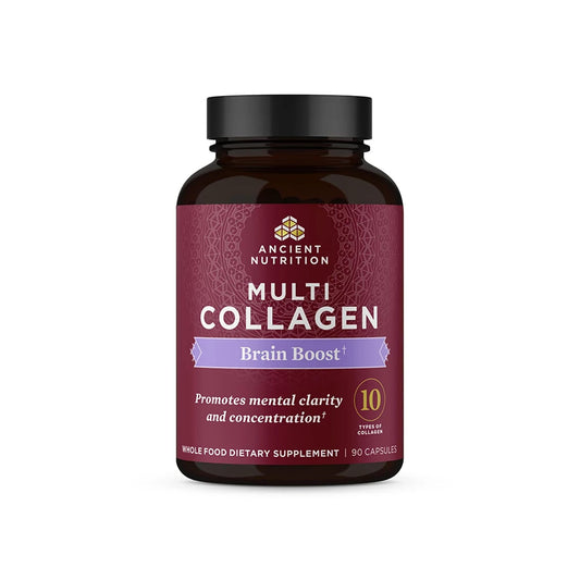 Ancient Nutrition Brain Boost bottle with capsules for daily focus support