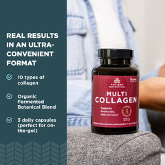 Ancient Nutrition collagen capsules close-up ready to swallow for skin and joints