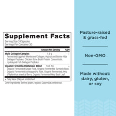 Ancient Nutrition Collagen Peptides Pills ingredients list highlighting five collagen types