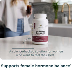 Ancient Nutrition Hormone Balance packaging on shelf, convenient capsule format for busy mornings.