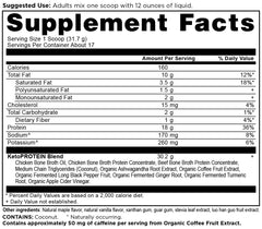 KetoPROTEIN MCT oil detail highlights caprylic acid for quick energy