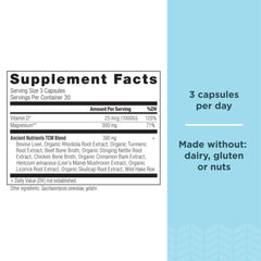 Ancient Nutrition magnesium capsules closeup highlighting convenient daily supplementation.